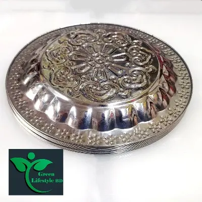 Picture of Stainless steel soup plate 6 pcs set medium size 6 inch for home and office. - Silver