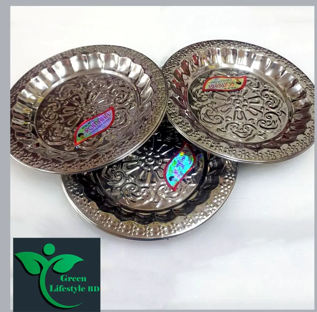 Picture of Stainless steel soup plate 6 pcs set medium size 6 inch for home and office. - Silver