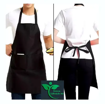 Picture of 1 Pack Adjustable Bib Apron 2 Pockets Cooking Kitchen Bar Chef Apron - Multicolor