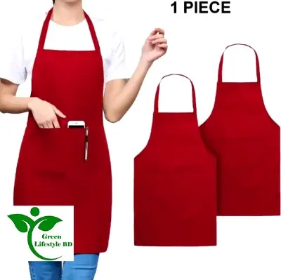 Picture of 1 Pack Adjustable Bib Apron 2 Pockets Cooking Kitchen Bar Chef Apron - Multicolor