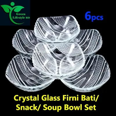 Picture of 6 Pcs Crystal Glass Firni Set & Bati Set - Elegant Serving Bowls For Soup And Dessert - Set Of 6 Pieces - Clear