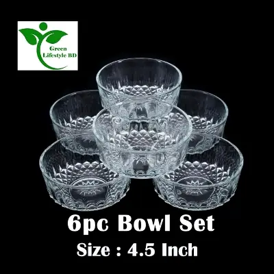 Picture of 6 Pcs Crystal Glass Bowl Set / Firni Bowl Set / Bowl & Dessert Set Size 4 inch for home office and restaurant - Clear