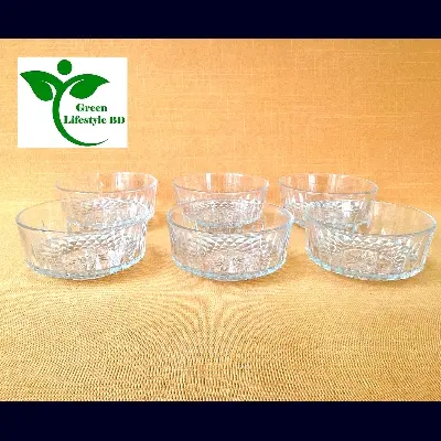 Picture of 6 Pcs Crystal Glass Bowl Set / Firni Bowl Set / Bowl & Dessert Set Size 4 inch for home office and restaurant - Clear