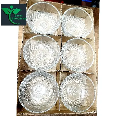 Picture of 6 Pcs Crystal Glass Bowl Set / Firni Bowl Set / Bowl & Dessert Set Size 4 inch for home office and restaurant - Clear