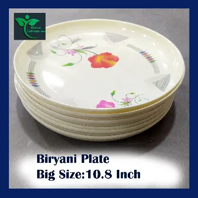 Picture of Big size 10.8 inch Dinner Plate / Rice Dinner Plate, 6 Pcs Set Multicolor Microwave oven safe, Dishwasher Safe, Dining Plate Set. - Cream