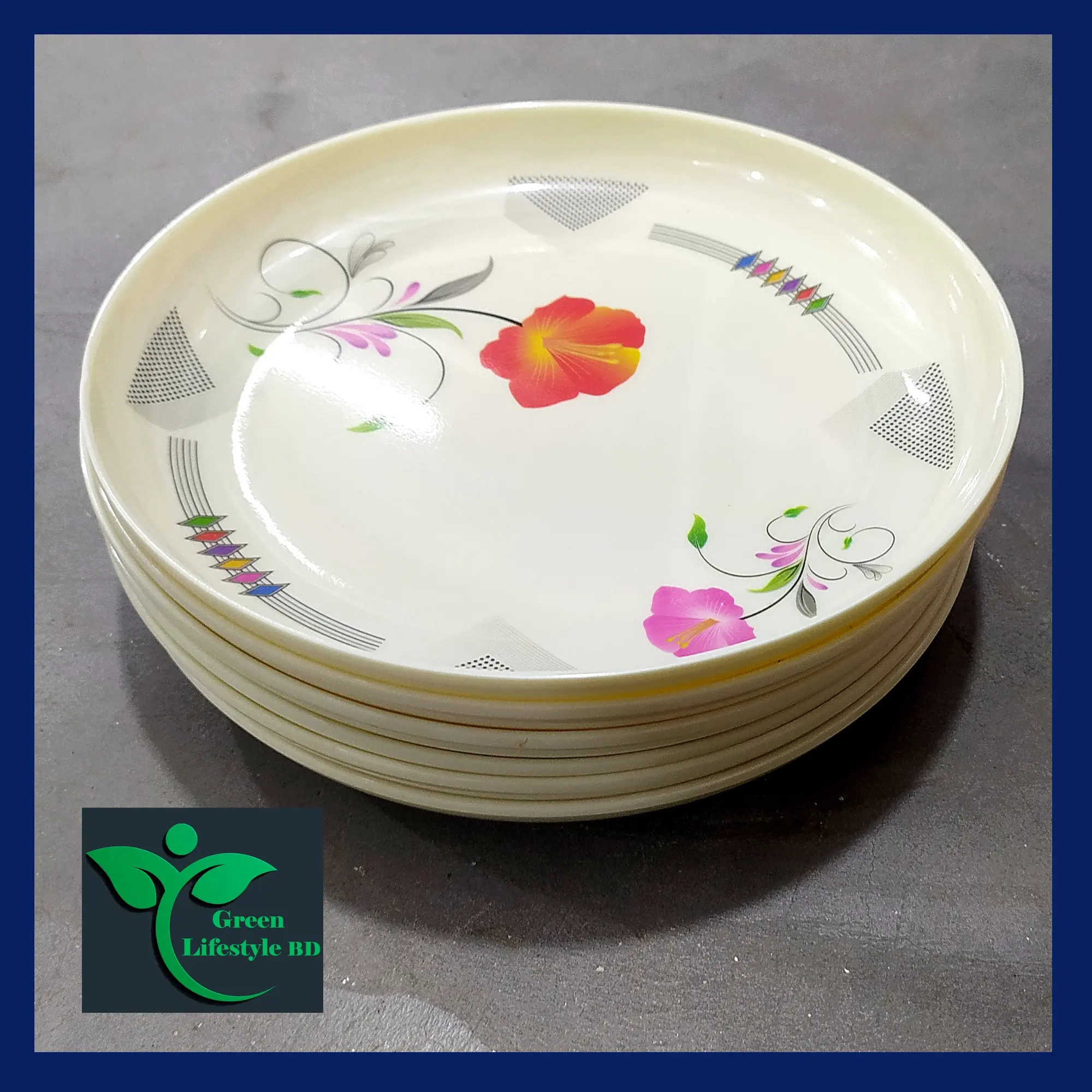 Picture of Big size 10.8 inch Dinner Plate / Rice Dinner Plate, 6 Pcs Set Multicolor Microwave oven safe, Dishwasher Safe, Dining Plate Set. - Cream