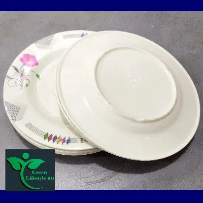 Picture of 6 Pcs Set Big Size 11 inch Dinner Plate Rice Dinner Plate, muiltiColor Print. Microwave oven save,Dishwasher Save,Dining Plate Set. - Cream