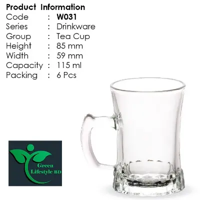 Picture of Clear Glass Tea Cup Set (6 Pieces), Coffee Cup Set For Home, Office, and Tea Stall Shop. - Clear