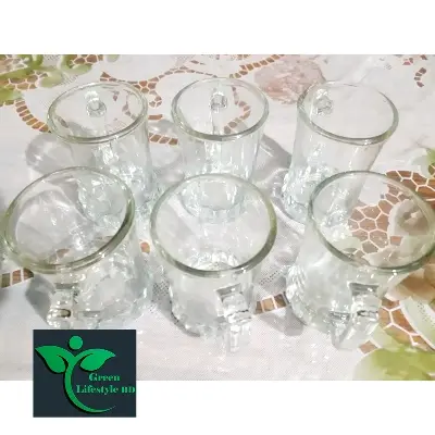 Picture of Clear Glass Tea Cup Set (6 Pieces), Coffee Cup Set For Home, Office, and Tea Stall Shop. - Clear