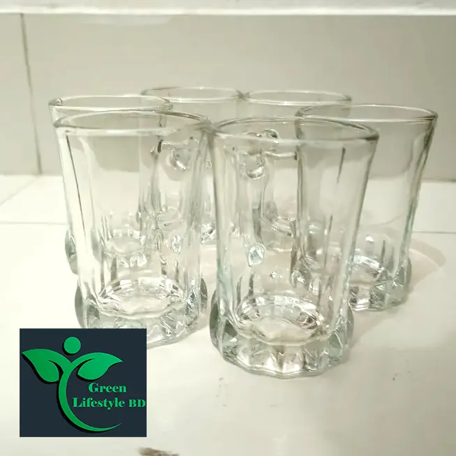 Picture of Clear Glass Tea Cup Set (6 Pieces), Coffee Cup Set For Home, Office, and Tea Stall Shop. - Clear