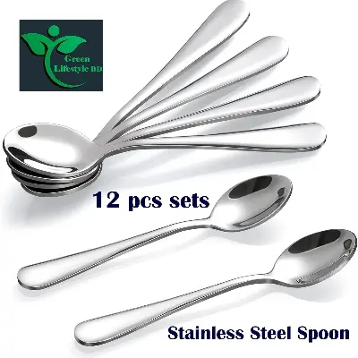Picture of High Quality Small Stainless Steel Tea Spoon 12 pcs set Classic Flatware Cutlery size 5 inch  for Coffee and Honey for Restaurants and Hotels - Clear