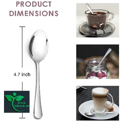 Picture of High Quality Small Stainless Steel Tea Spoon 12 pcs set Classic Flatware Cutlery size 5 inch  for Coffee and Honey for Restaurants and Hotels - Clear
