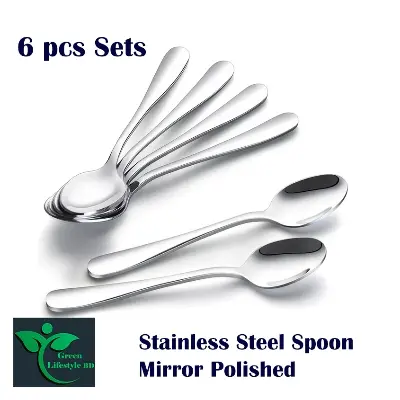 Picture of 6 Pcs Mini Tea Spoon Set 5 Inch Dessert Coffee Spoon Flatware Stainless Steel Spoon Mirror Polished - Silver