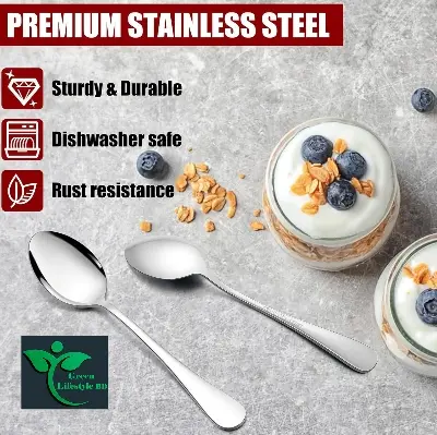 Picture of 6 Pcs Mini Tea Spoon Set 5 Inch Dessert Coffee Spoon Flatware Stainless Steel Spoon Mirror Polished - Silver