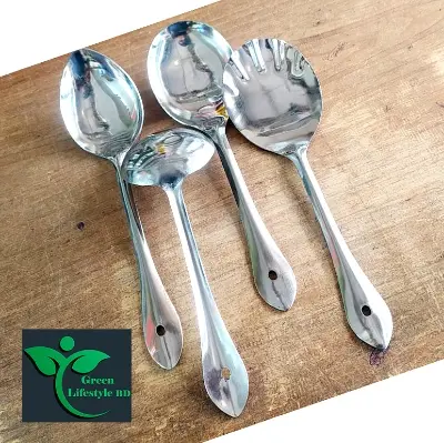 Picture of 4 Pcs Stainless Steel Cooking Utensils Set Kitchen Server Consumption Tools Spatula Spoon - Silver