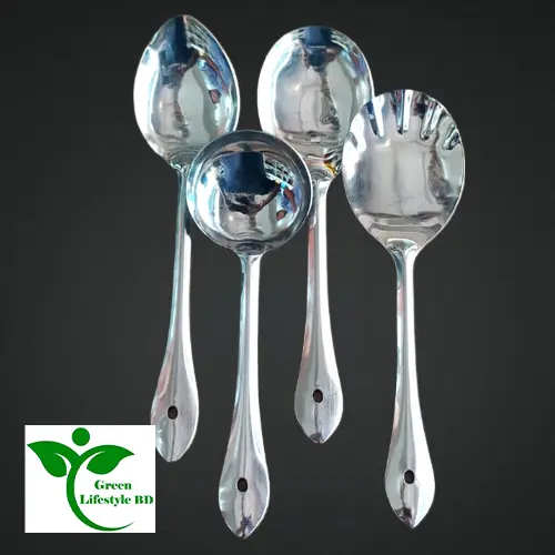 Picture of 4 Pcs Stainless Steel Cooking Utensils Set Kitchen Server Consumption Tools Spatula Spoon - Silver