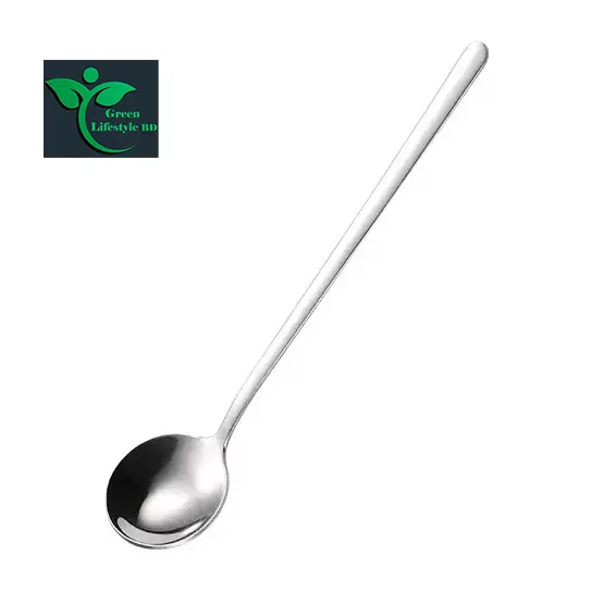 Picture of 6 Pcs Stainless Steel Round Coffee/Acher Stirring Spoon Dessert Mini Round Spoon 8 Inch Long Handle Teaspoon - Silver