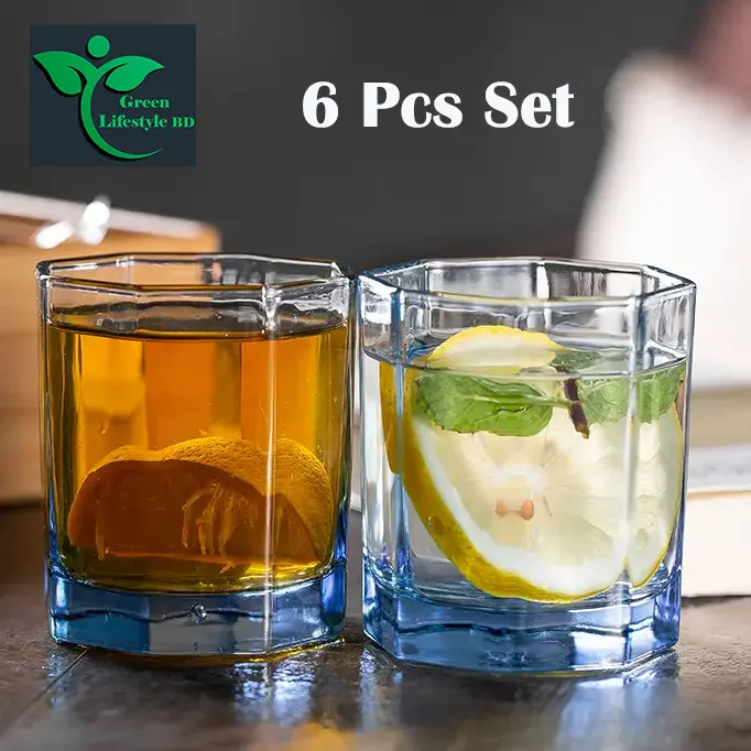 Picture of 220ml Italian Premium Juice Glasses and Transparent Water Glass Medium Size Tumbler Glasses for Drinking Water and Cocktails, Diamond Design Glass Water Glass Set of 6 (Set of 6) - Clear