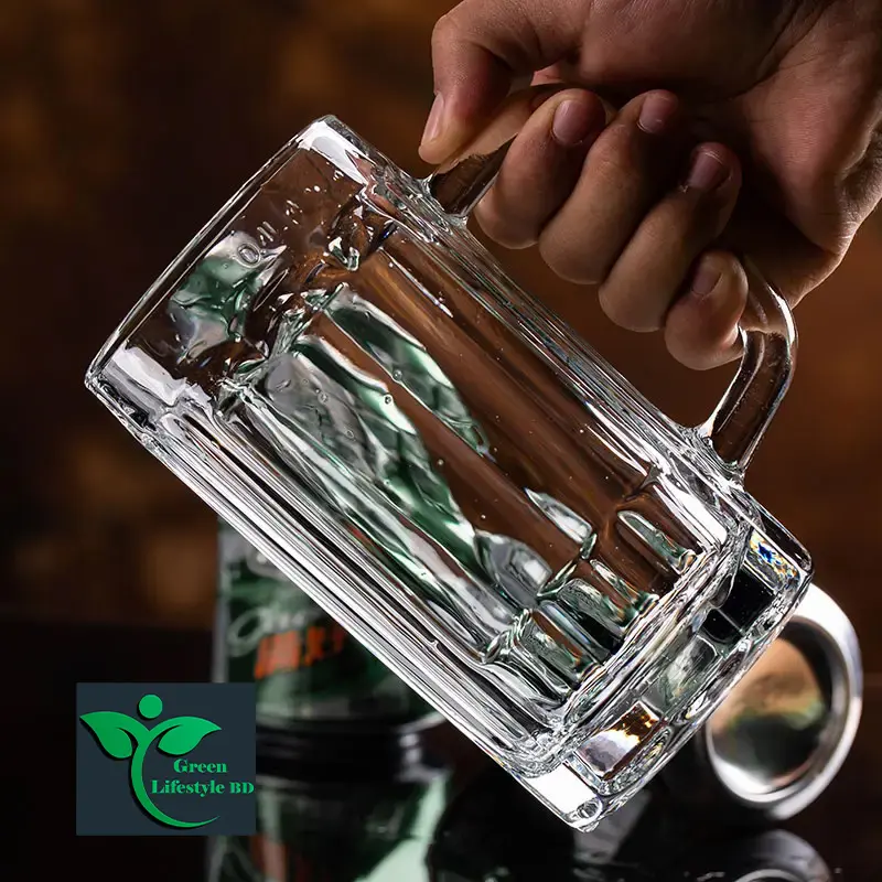 Picture of 400ml Best Quality Drinkware Drinking Glass Mugs Cup With Handle Beer Steins Glass Mugs Glassware