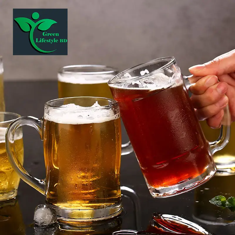 Picture of 400ml Best Quality Drinkware Drinking Glass Mugs Cup With Handle Beer Steins Glass Mugs Glassware