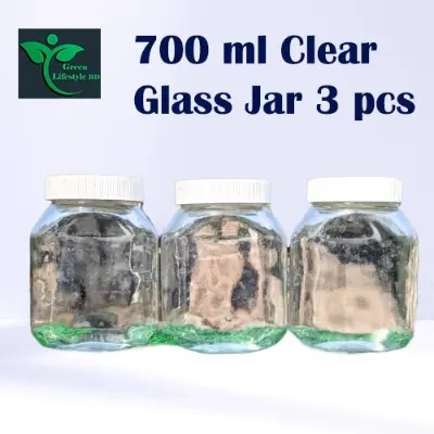 Picture of 3 Pcs Glass Jar 700 ml for Kitchen & Dining. Glassware Food container with original cap - Clear 3 pcs