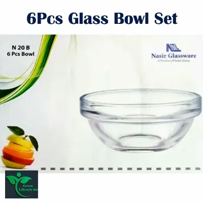 Picture of 06 Pcs Round Glass Bowl Set Nasir N-20B/ Olila Serve Your Meals With Elegance In This Glass Bowl Set - Clear