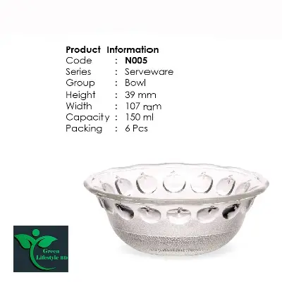 Picture of 6Pcs Gift Glass Bowl Set N-58B Serve Your Meals With Elegance In This Glass Bowl Set - Clear