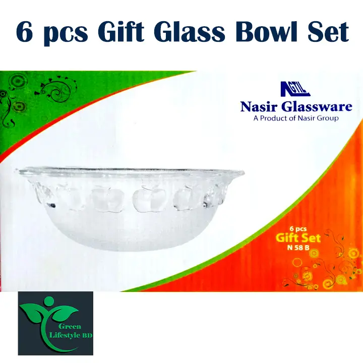Picture of 6Pcs Gift Glass Bowl Set N-58B Serve Your Meals With Elegance In This Glass Bowl Set - Clear