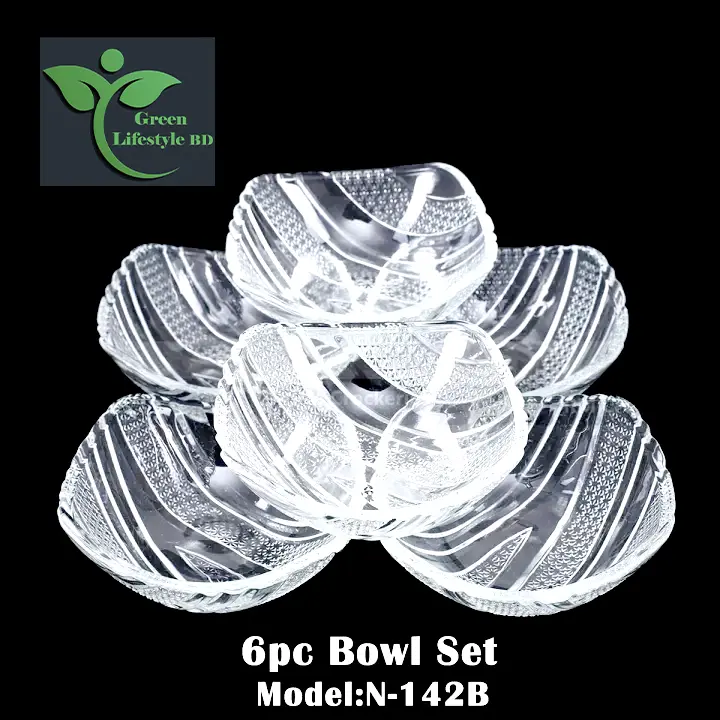 Picture of 6 pcs Glass Bowl Set Nasir N-142B - This Set Includes 6 Glass Bowls - Providing Versatile Serving And Storage Options For Your Kitchen - Clear