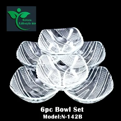 Picture of 6 pcs Glass Bowl Set Nasir N-142B - This Set Includes 6 Glass Bowls - Providing Versatile Serving And Storage Options For Your Kitchen - Clear