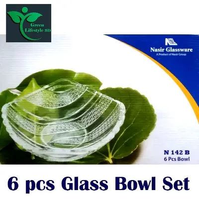 Picture of 6 pcs Glass Bowl Set Nasir N-142B - This Set Includes 6 Glass Bowls - Providing Versatile Serving And Storage Options For Your Kitchen - Clear