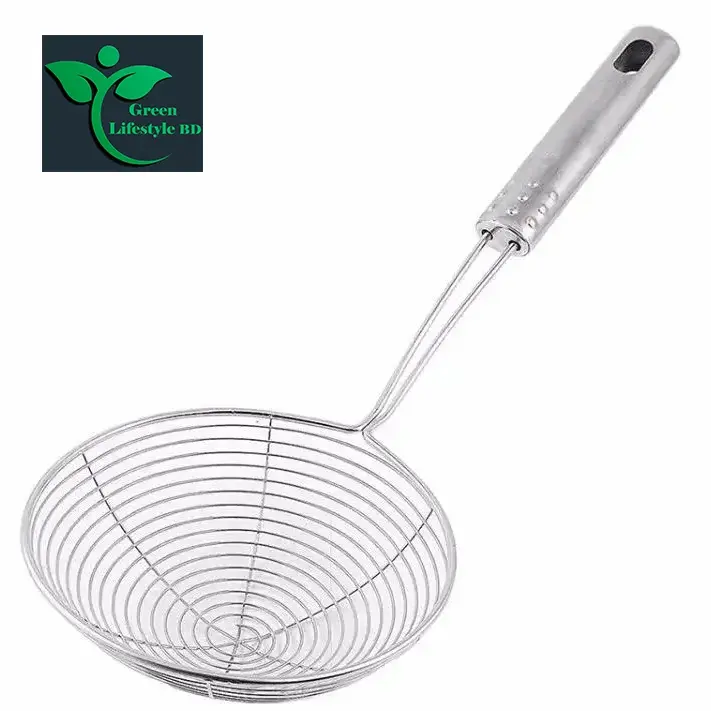Picture of Stainless Steel Frying strainer/ Large Oil Strainer/ Deep Fry Strainer for Kitchen/ Tel Chakni for Pasta and Frying in Kitchen - Silver
