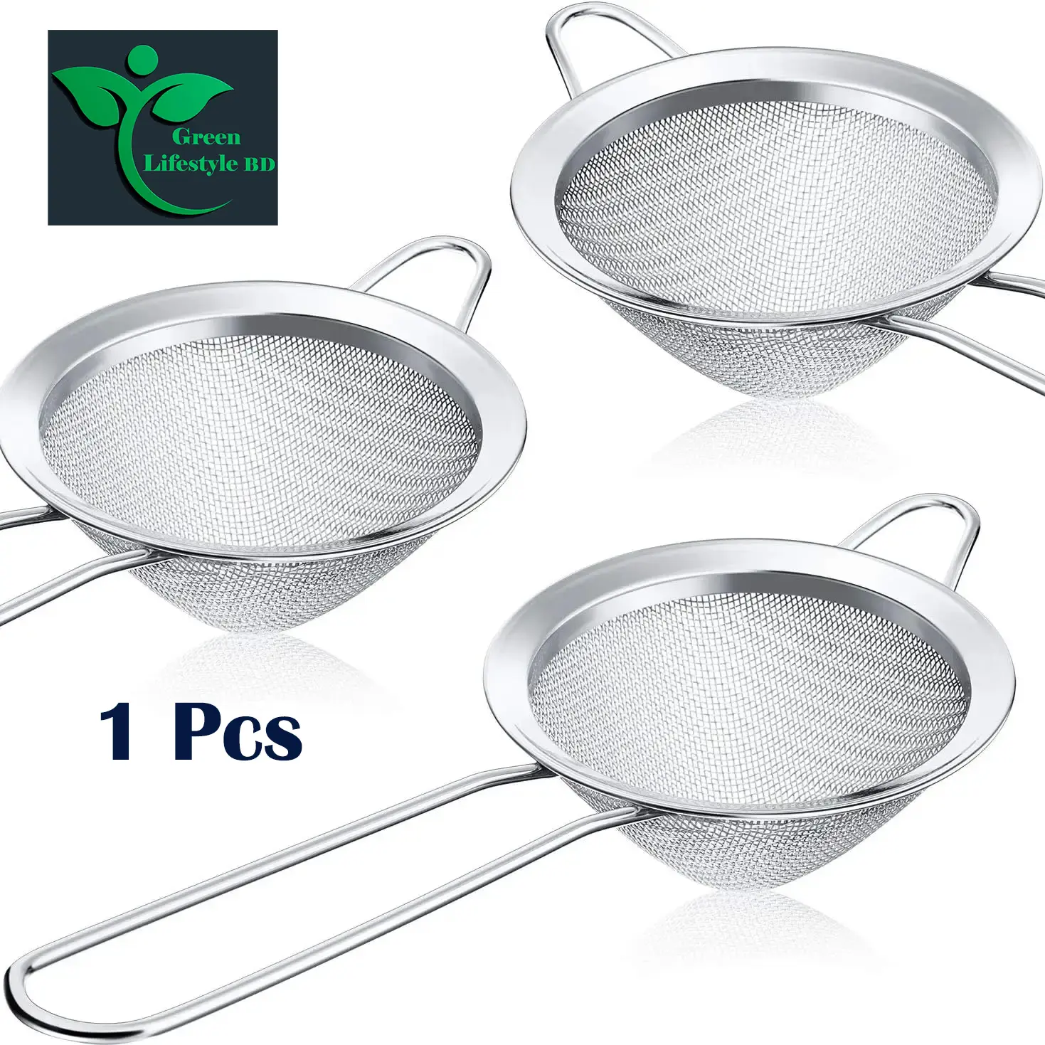 Picture of Chakni/Tea Strainer/Fine Mesh Stainless Steel Strainers -1/2/3 Pcs set Small, medium, big