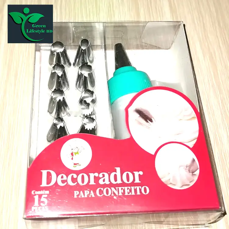 Picture of 15 pcs/set Stainless Steel Icing Piping Pastry Nozzles Sets For Cake Decoration Baking Tool Set - Multicolor