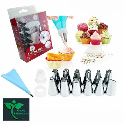 Picture of 15 pcs/set Stainless Steel Icing Piping Pastry Nozzles Sets For Cake Decoration Baking Tool Set - Multicolor