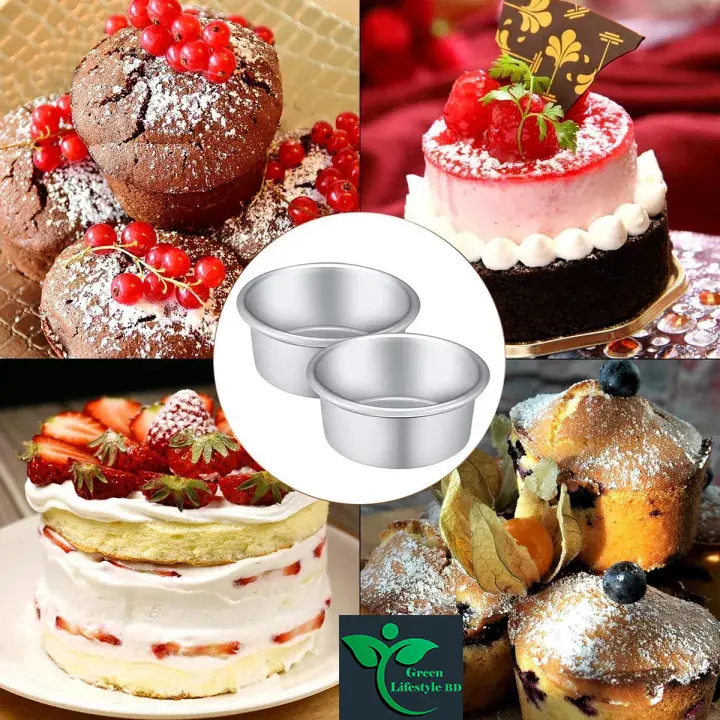 Picture of Round Aluminum Cake Mold - 4 Pieces Set - Bake Perfect Cakes Every Time With Round Aluminum Cake Mold Set - Silver