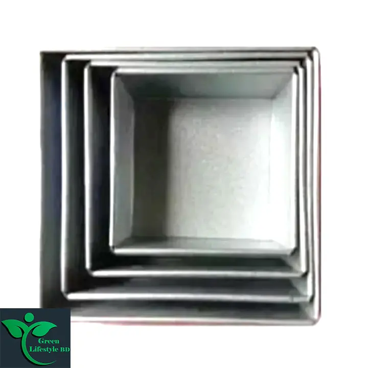 Picture of High Quality 4 Pcs Set Anodized Aluminum Deep Square Cake Pan Metal Chiffon Sponge Cake Baking Pan Cake Molds - Silver