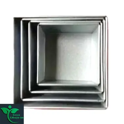 Picture of High Quality 4 Pcs Set Anodized Aluminum Deep Square Cake Pan Metal Chiffon Sponge Cake Baking Pan Cake Molds - Silver