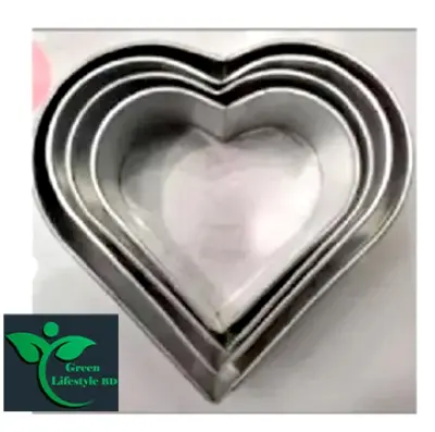 Picture of 4 Pcs Aluminum Heart Shaped Cake Pans Heart Cake Pan Baking Mold, Cheesecake Pan Chiffon Cake Mold for Birthday, Party - Silver