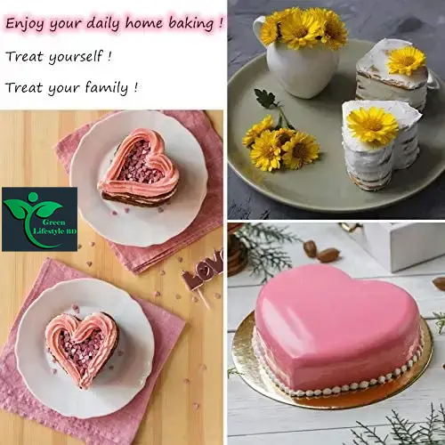 Picture of 4 Pcs Aluminum Heart Shaped Cake Pans Heart Cake Pan Baking Mold, Cheesecake Pan Chiffon Cake Mold for Birthday, Party - Silver