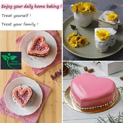 Picture of 4 Pcs Aluminum Heart Shaped Cake Pans Heart Cake Pan Baking Mold, Cheesecake Pan Chiffon Cake Mold for Birthday, Party - Silver