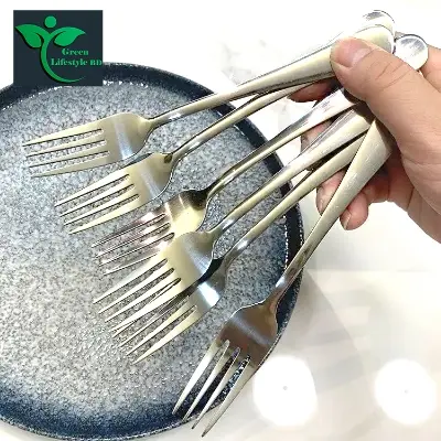 Picture of High-Quality 6 -Pcs Elegant Stainless Silver Cutlery 7-inch Size Dinner Fruit Steak Dessert Wok Fork Set - Silver