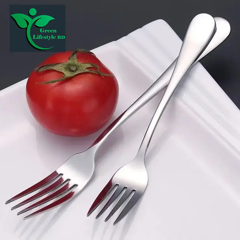 Picture of High-Quality 6 -Pcs Elegant Stainless Silver Cutlery 7-inch Size Dinner Fruit Steak Dessert Wok Fork Set - Silver