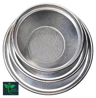 Picture of Stainless Steel Wire Mesh Kitchen Vegetable and Fruit Washing Strainer Drain Basket-(22 cm/25cm/28cm)