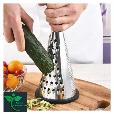 Picture of Stainless Steel 3 Side Food Grater Cutter Non-Slip Grip Handle Shredder Slicer for Vegetables Fruits Cheese Kitchen Chopper Juicer