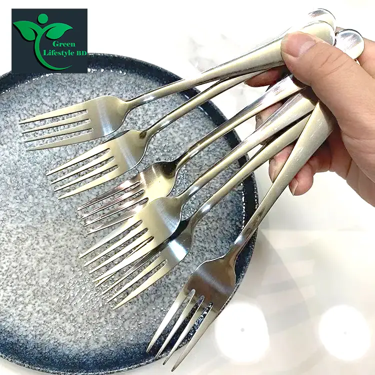 Picture of Home Kitchen Restaurant 12 Pcs Forks And Spoons Silverware Set Food Grade Stainless Steel Flatware Cutlery Set Size 6 Inch - Silver 12 Pcs Set