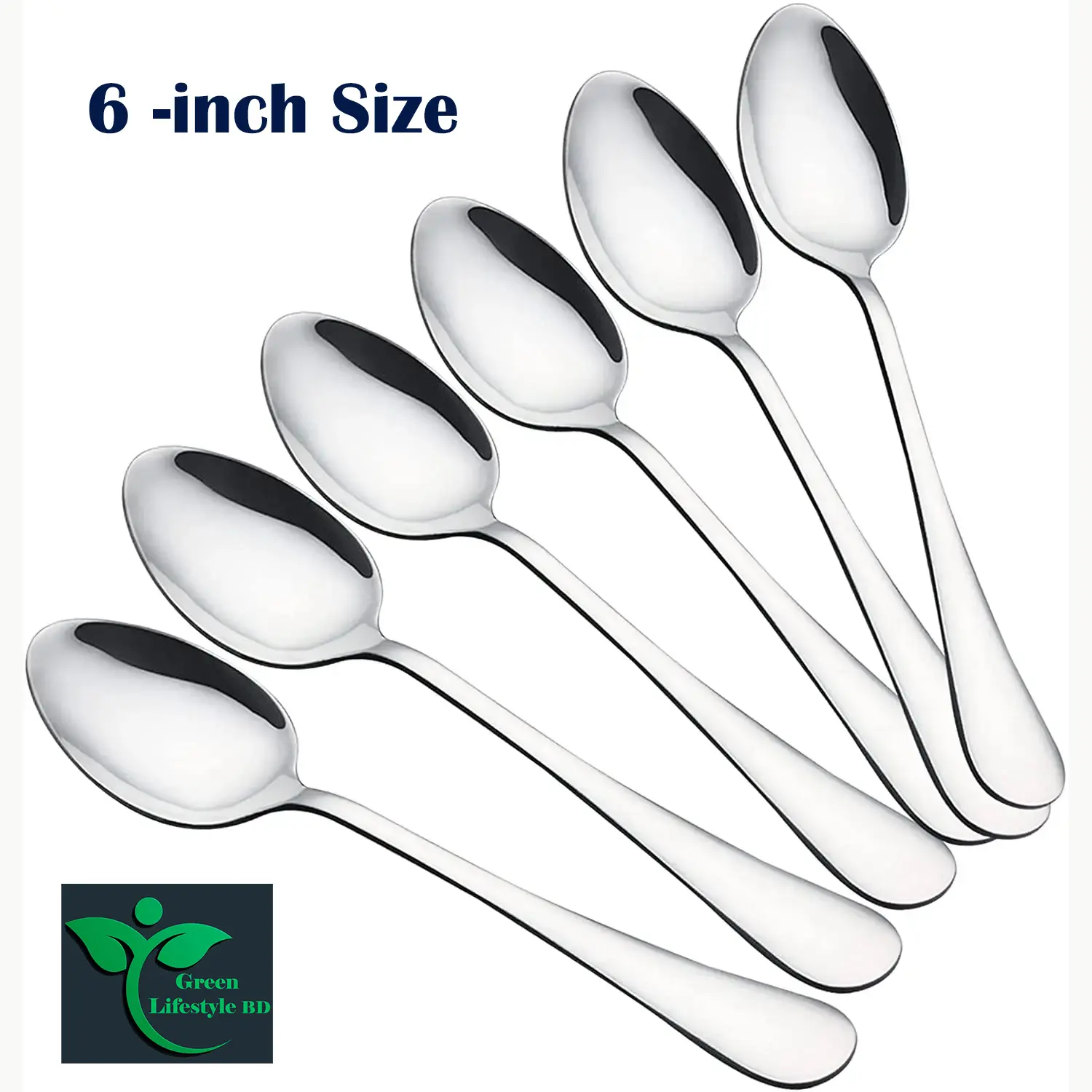 Picture of 12 Pieces Forks and Spoons Metal Teaspoons Coffee Spoon Set Stainless Steel Flatware Wedding Cutlery Silverware Set Size 6 Inch - Silver 12 Pcs Set