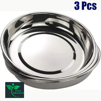 Picture of Stainless Steel Dinner Plate, Large Round Plates, 10-INCH for Home and Office