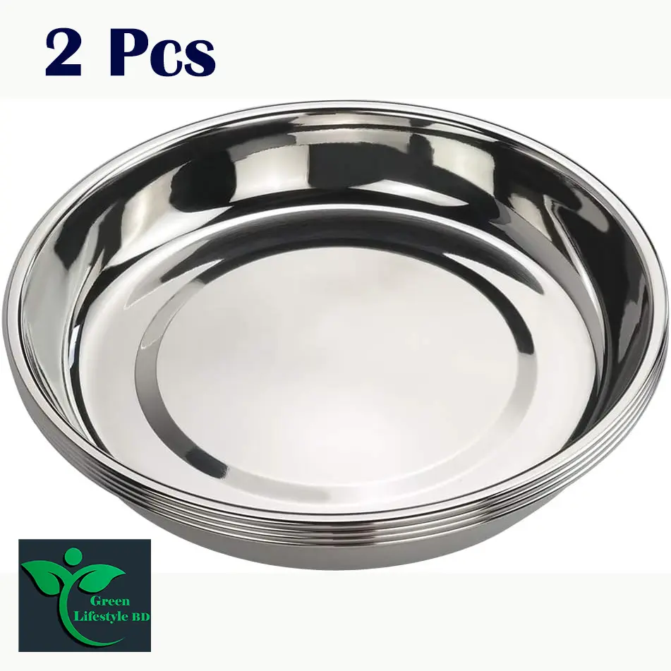 Picture of Stainless Steel Dinner Plate, Large Round Plates, 10-INCH for Home and Office