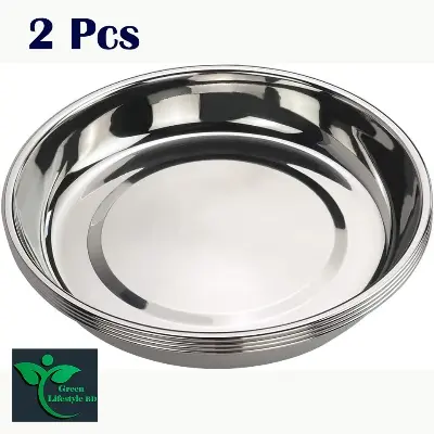 Picture of Stainless Steel Dinner Plate, Large Round Plates, 10-INCH for Home and Office